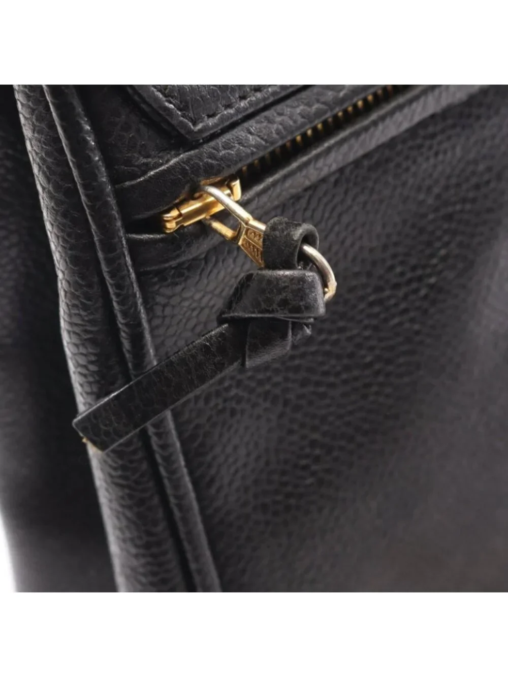 Chanel Backpack CC Logo Black Caviar Leather